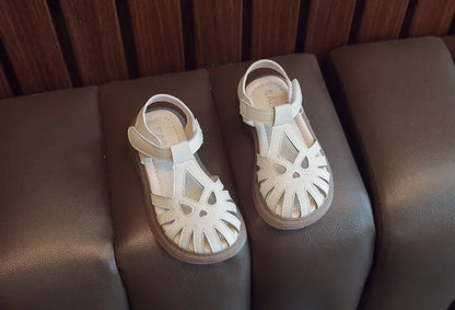 Children's Soft-soled Shoes Summer T-Strap Closed Toe Little Girls Princess Fashion Anti-Slip Korean Style Boys Beach Sandals