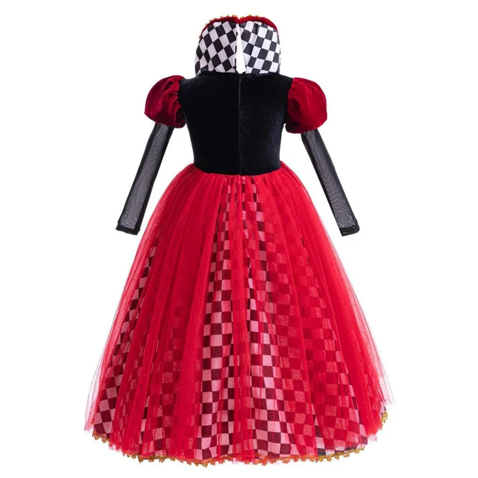 Halloween Red Queen Costume For Girl Alice Movie Cosplay Dress Girls Witch Dress Masquerade Orgy Party Clothes