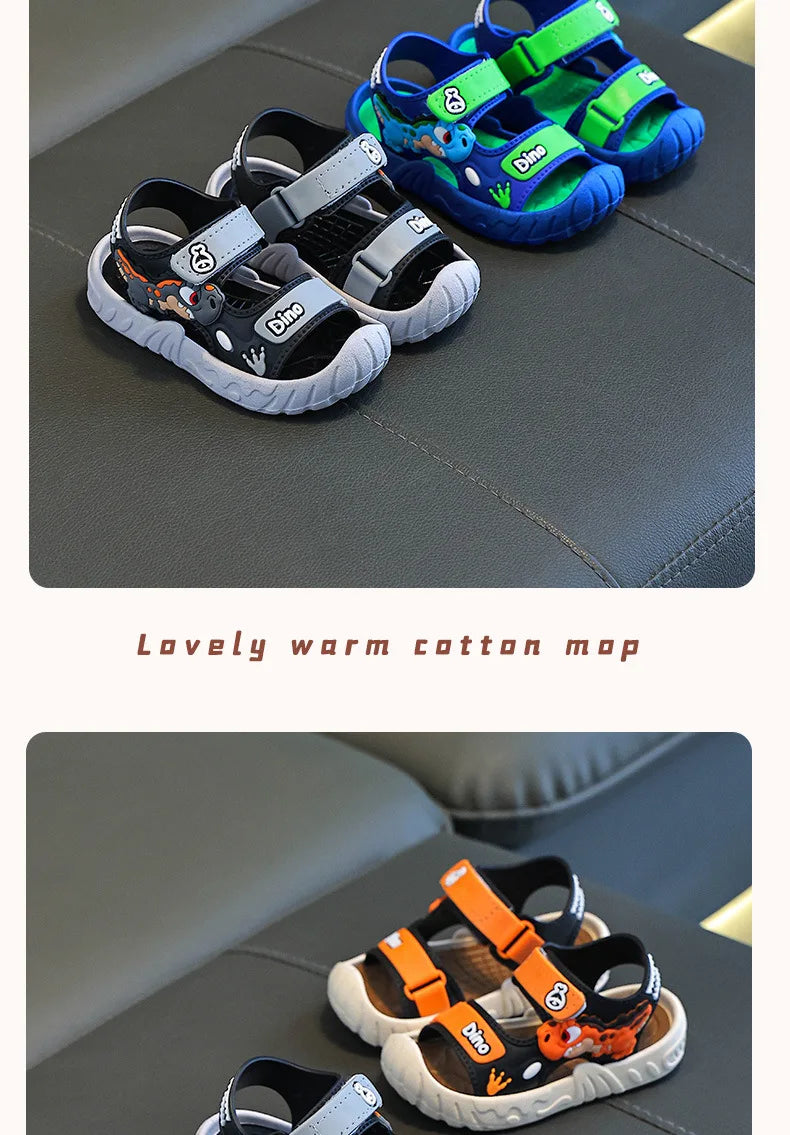 Children' Fashion Sport Sandals Geometric Patterns Breathable Wear-resistant Soft Shoes With Adjustable Velcro For Boys & Girls