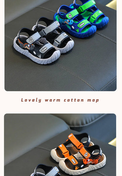 Children' Fashion Sport Sandals Geometric Patterns Breathable Wear-resistant Soft Shoes With Adjustable Velcro For Boys & Girls