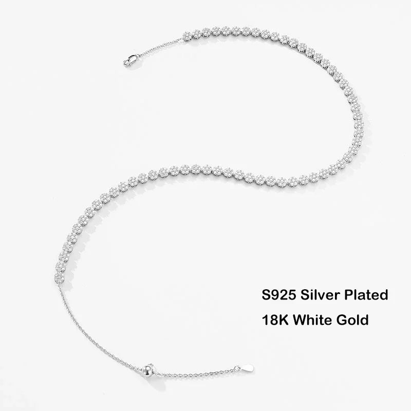 Flower Full 1.5mm D Color Moissanite Diamond Tennis Bracelet for Women 925 Silver GRA Certified Bridal Wedding Bangle Gift