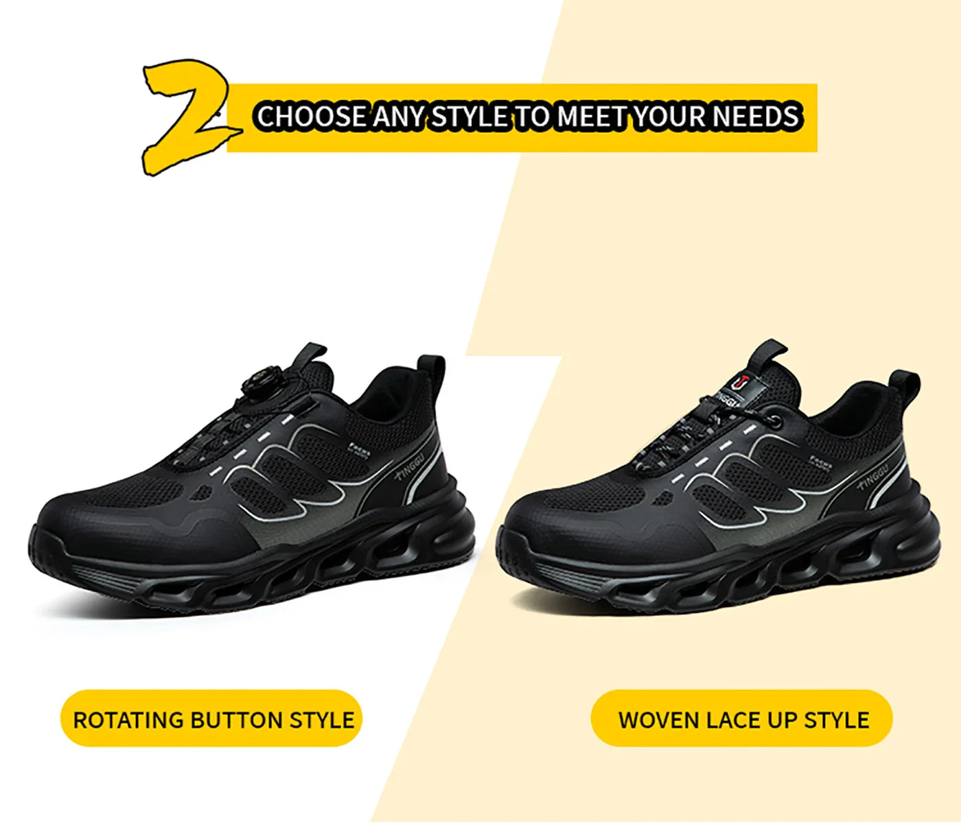 NEW Rotary Buckle Security Boots for Men WorkSneakers Women Boots Breathable Steel Toe ShoesSafety Puncture-Proof Men Boots