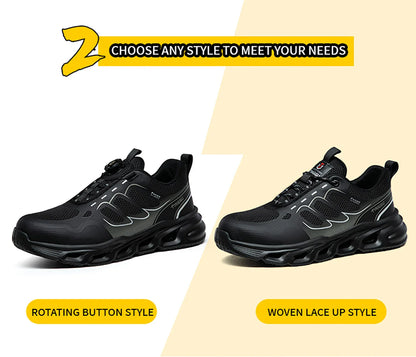 NEW Rotary Buckle Security Boots for Men WorkSneakers Women Boots Breathable Steel Toe ShoesSafety Puncture-Proof Men Boots