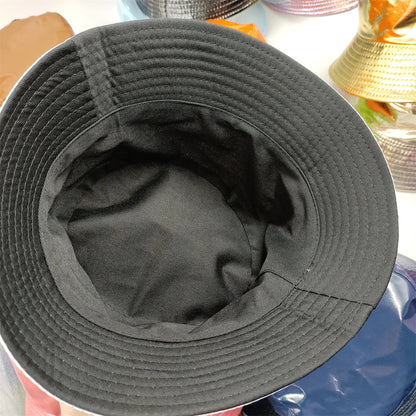 Colorful Shiny Leather Two Sided Fisherman Hat Women's and Men's Hip Hop Summer Sunshade Hat Foldable Bucket Hat