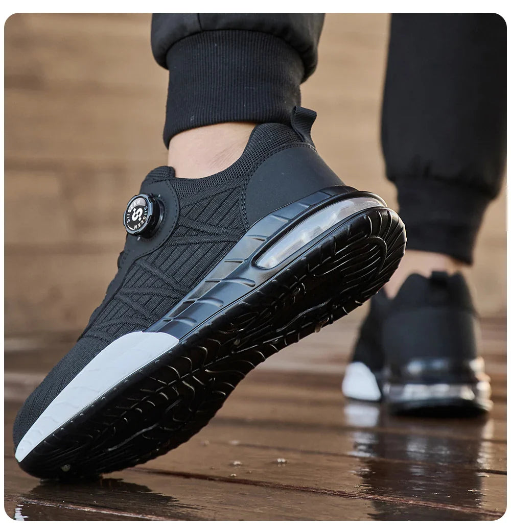 Men's Steel Toe Safety Shoes Anti Smash & Anti Puncture  Lightweight Work Fashionable And Durable Buttoned Safety Shoes Boots