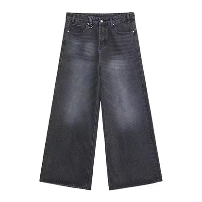 New Men's Baggy Straight Leg Wide Leg Jeans Male Fashion Vintage Wash Casual Denim Pants Youth Popular Brand Streetwear Trousers