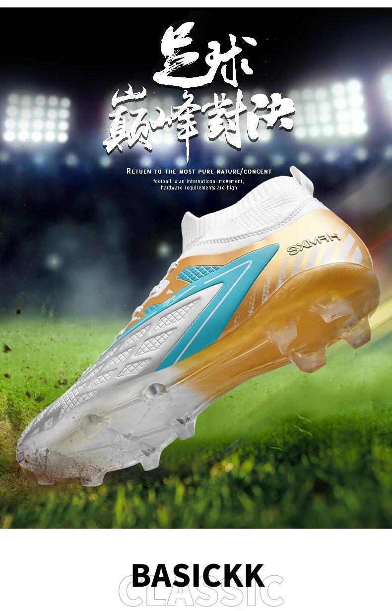 Double star youth football shoes, TF nail grip anti slip, unisex match training specific football shoes