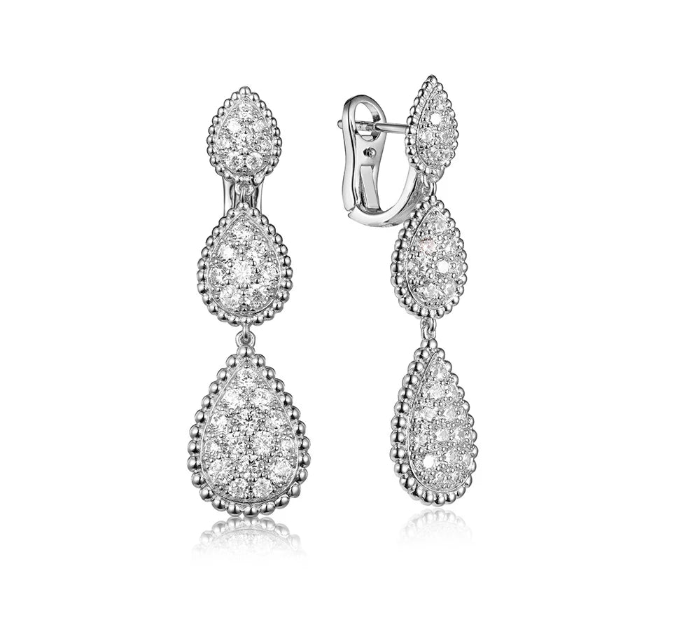 Vintage Ear Clip Earrings for Women Luxury Jewelry Fashion Party Large Water Drop Design Gold Plated Eardrop Stud Earring