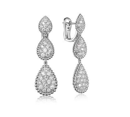 Vintage Ear Clip Earrings for Women Luxury Jewelry Fashion Party Large Water Drop Design Gold Plated Eardrop Stud Earring