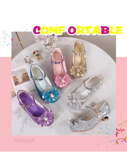 Baby Girls Princess Shoes Party Butterfly Crystal High Heels Sandal Children Dance Glitter Diamond Shoe Kids Walk Show Shoes