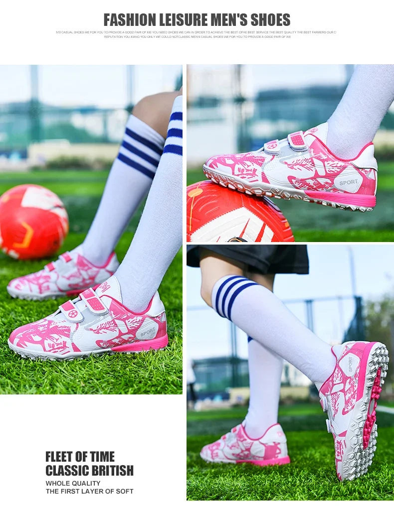 Kids Soccer Shoes Society TF/FG School Football Boots Cleats Grass Sneakers Boy Girl Outdoor Athletic Training Sports Footwear