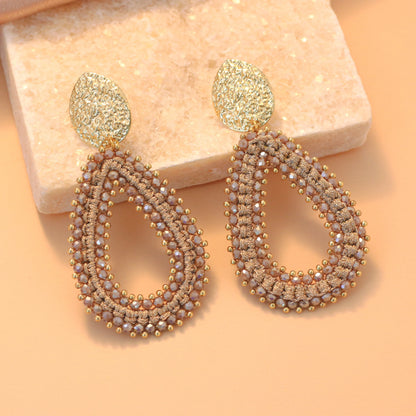 Big Water Drop Shape Drop Earrings For Women Colorful Beads Handmade Threading Crystal Long Earrings Jewelry Gift EA144