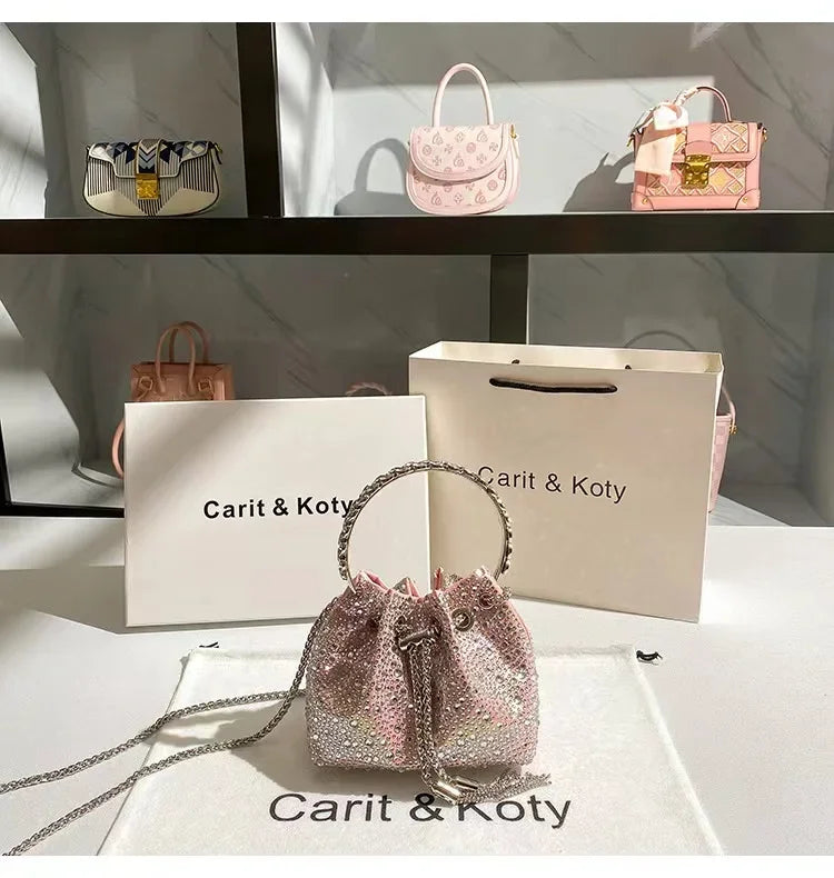 Luxury Designer Women's Handbag Crystal Shiny Rhinestones Diamond Evening Bag Wedding Party Clutch Purse Shoulder Crossbody Bag