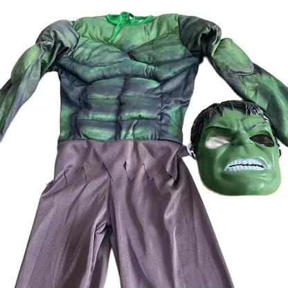Boy Clothes Muscle Incredible Hulk Cosplay Fancy-Dress Costumes Child Kids Movie Charater Superhero Halloween Costume With Mask