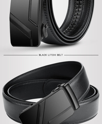 105 150 140 130 160 170cm Large Plus Size Men's Belt PU Brand Fashion Automatic Simple Buckle Black PU Leather Belt 3.5cm Width