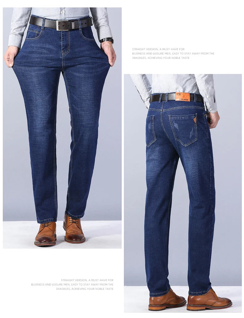 Men's Slim Fashion Denim High Quality Male Pants Elastic Black Blue Leisure Jeans Brand Clothing