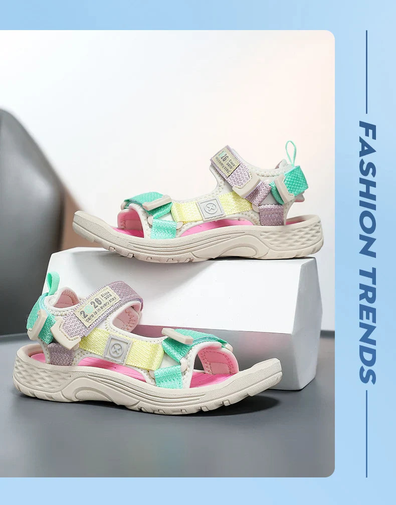 New Summer Kids Sport Sandals, Children Casual Breathable Barefoot Shoes, Non-Slip Lightweight Water Beach Sandals for Boys