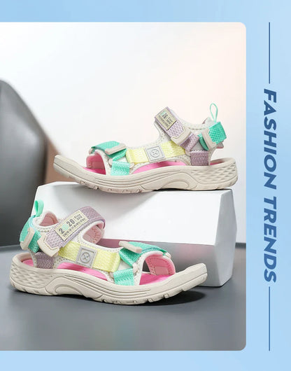 New Summer Kids Sport Sandals, Children Casual Breathable Barefoot Shoes, Non-Slip Lightweight Water Beach Sandals for Boys