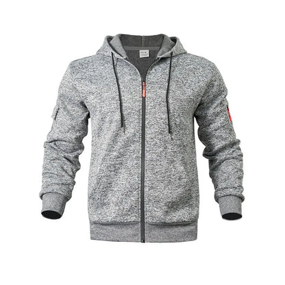 Heavy fleece men's jacket winter retro tooling pocket hooded zipper sports sweater men