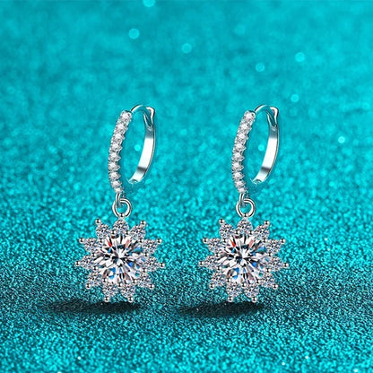 1ct Moissanite Earring 925 Sterling Silver with White Gold Plated Hoop Drop Earring for Women Wedding Engagement Jewelry