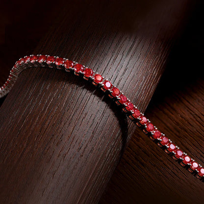 All Red Moissanite Tennis Bracelets for Women Man Wedding Jewelry with GRA s925 Sliver Plated 18k White Gold Bracelet