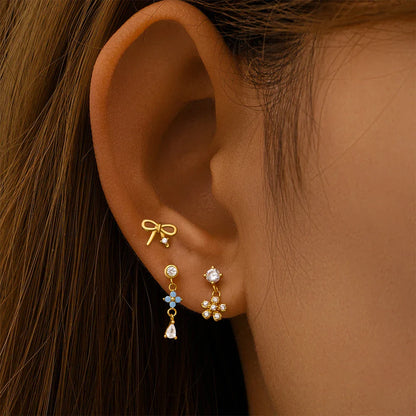 Heart Round Ball Flat Helix Piercing Earring 925 Sterling Silver Ear Studs Geometric Zircon Exquisite Trinket Studs Aretes