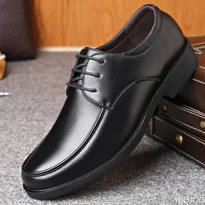 Autumn winter new business formal round toe men's shoes casual simple comfortable lace up height increasing men's shoes