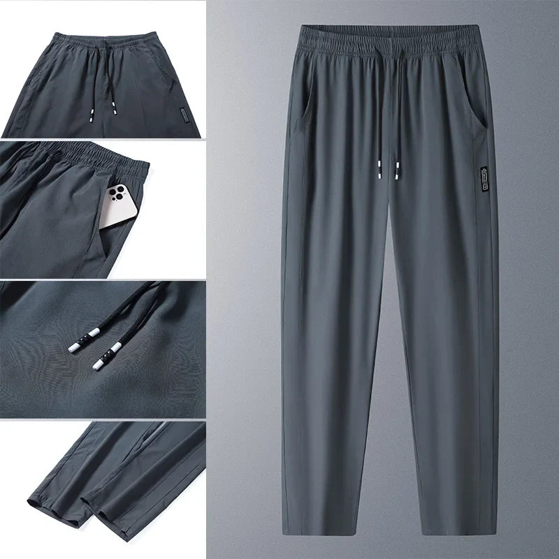Running Pants Cooling Summer Ice Silk Pants Soft Stretchy Pant Loose Casual Quick-Dry Workout UV Protection Lightweight Trousers