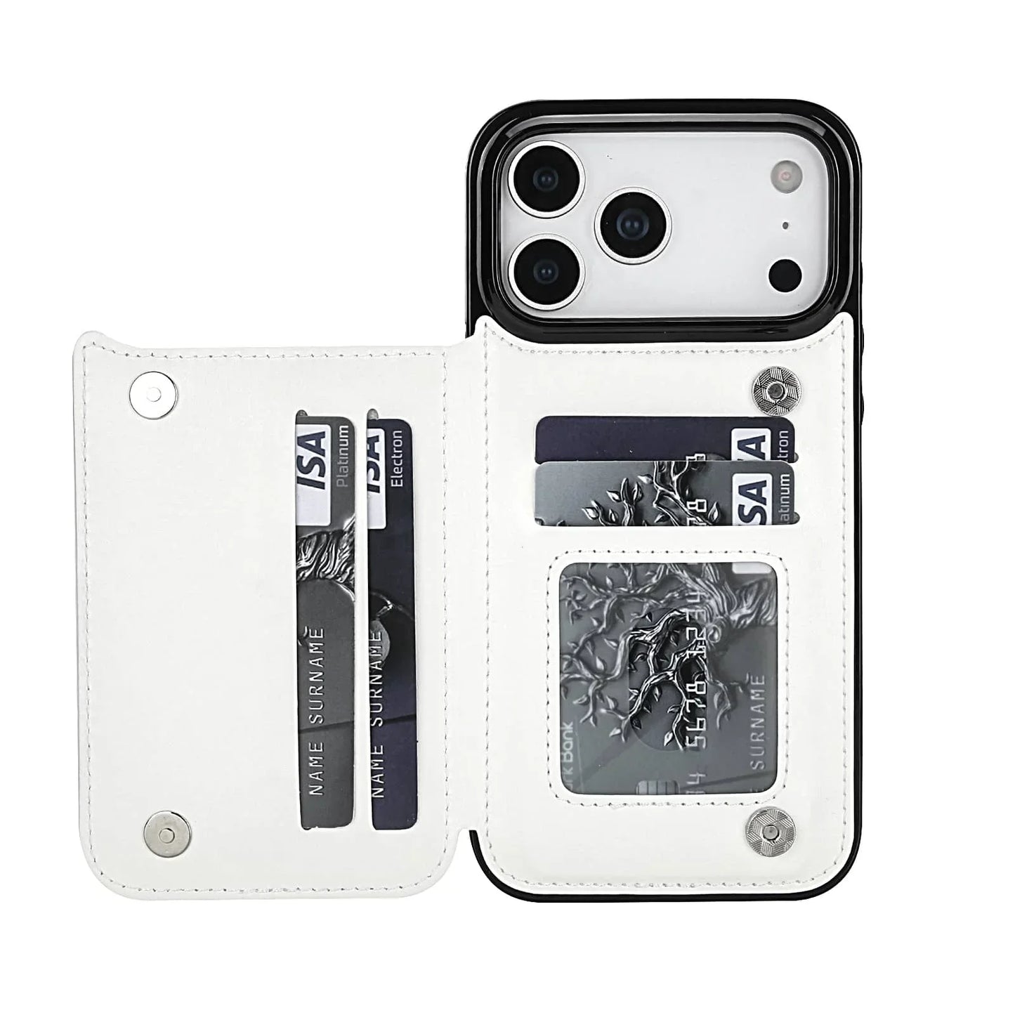 For iPhone 17/Air/17 Pro/17 Pro Max Wallet Case With Card Holder,PU Faux Leather Kickstand Card Slots Case,Double Magnetic Clasp