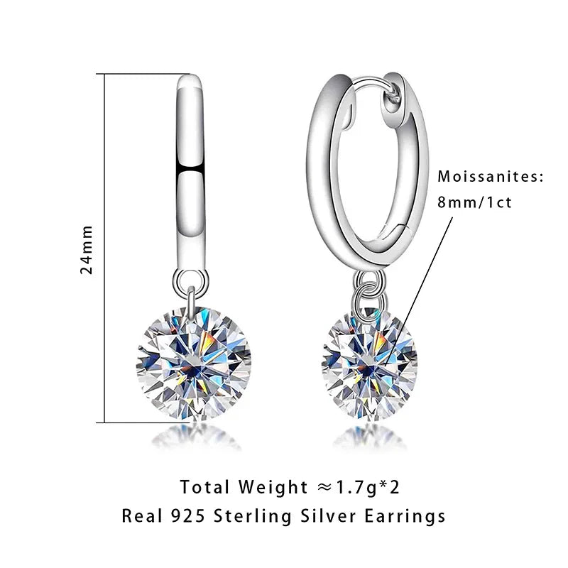 4cttw Moissanites Hoop Women's Earrings 925 Sterling Silver Lab Created Diamond Drop Earrings Women Jewelry Wholesale
