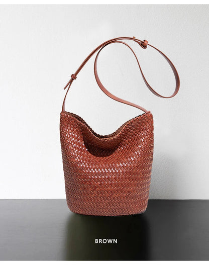 luxury woman handbagNew high end Hand-woven genuine leather women's bag large capacity shoulder tote bag underarm bag bucket bag