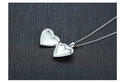 Light Heart Locket Pendants for Women Men Openable Photo Frame Glossy Stainless Steel Necklaces Family Love Collar