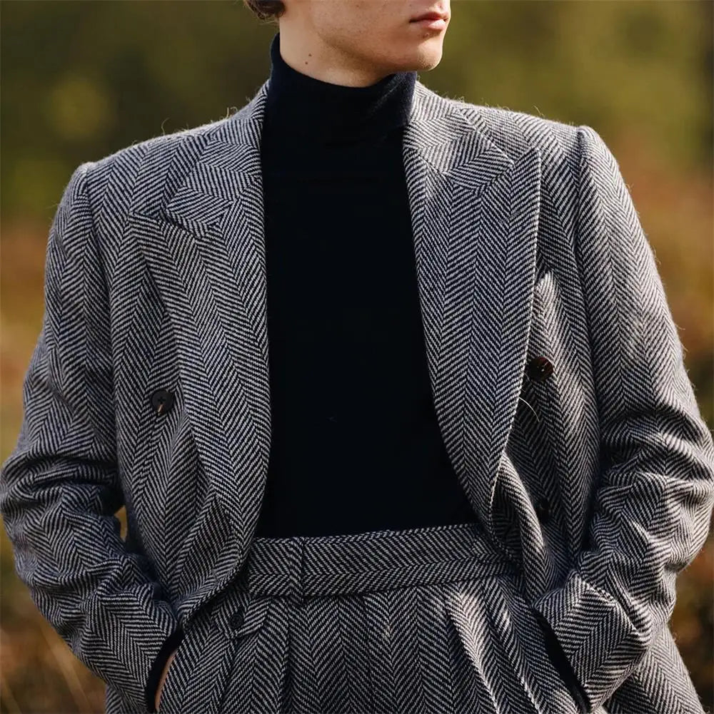 Conjunto Masculino de Terno 2 Peças Primavera Outono Blazer Calças Elásticas Casual de Negócios Casamento Festa Formatura Jantar Trabalho Viagem Banquete