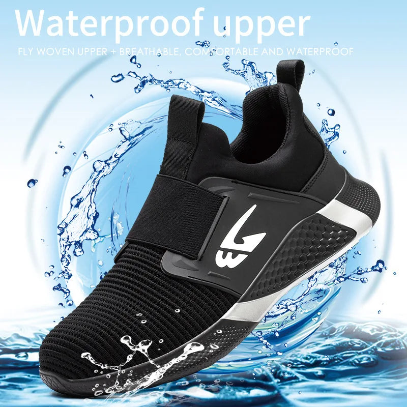 New Summer Safety Shoes Comfortable Men's Sports Shoes Lightweight Waterproof Sneakers Work Shoes Men's Steel Toe Work Boots