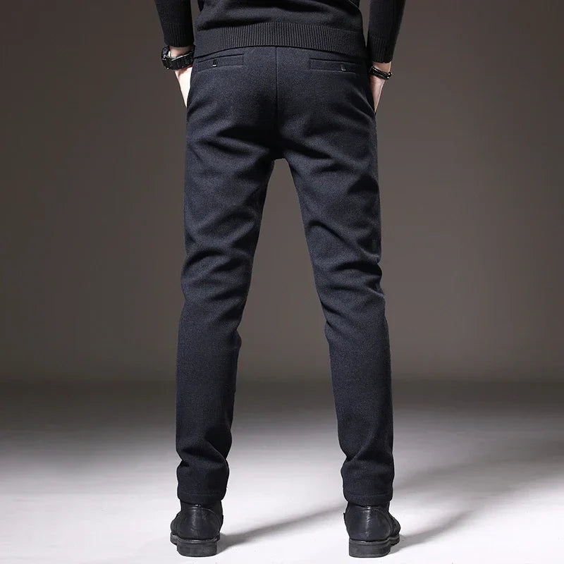 2024 New Brand Slim Casual Pants Men Spring Autumn Business Work Cotton Black Grey Blue Trousers Male Fashion Korean Clothing