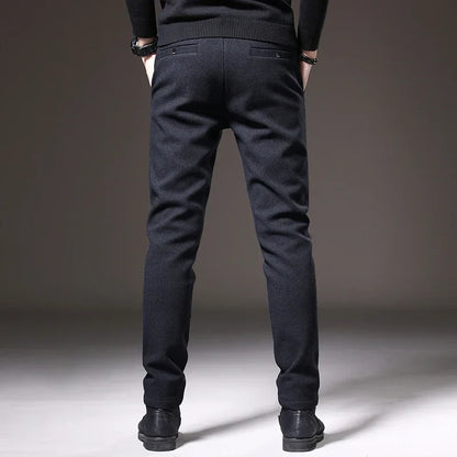 2024 New Brand Slim Casual Pants Men Spring Autumn Business Work Cotton Black Grey Blue Trousers Male Fashion Korean Clothing