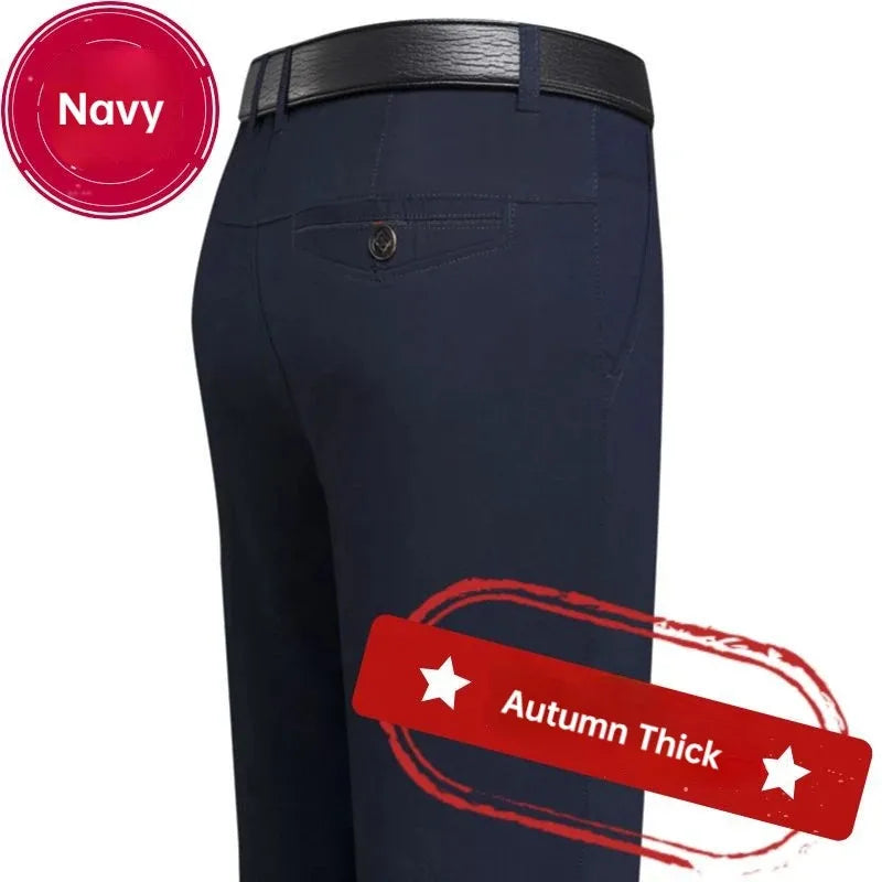 Men's 100% Cotton Autumn Thick Summer Thin Trousers Fashion Cargo Pants Smart Casual Solid Khaki Gray Brand Suit Pant GOZBKF