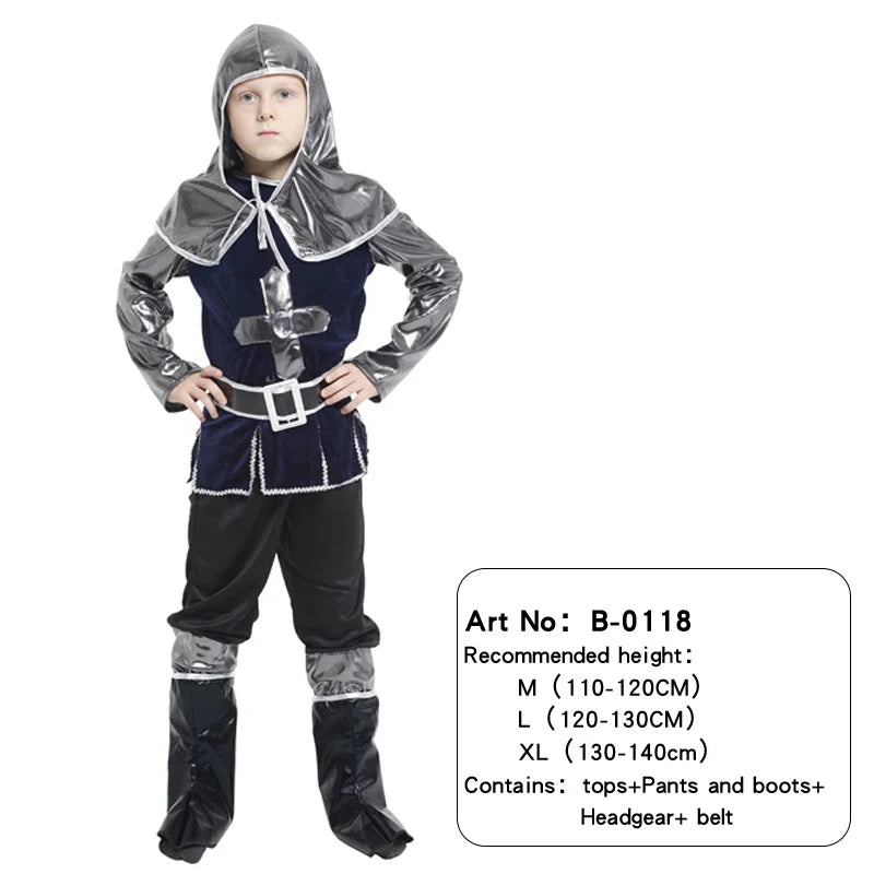 Child Greek Roman Warrior Gladiator Costume Boys Knight Cosplay Carnival Party Fancy Dress No Weapon