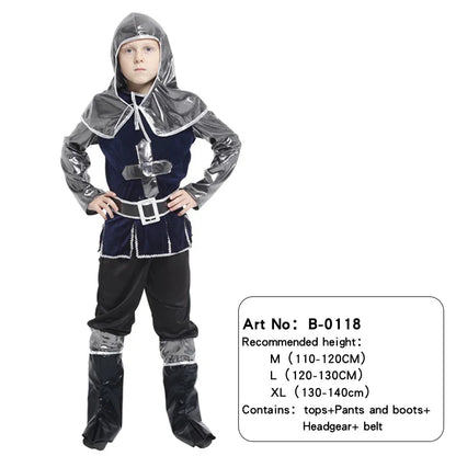 Child Greek Roman Warrior Gladiator Costume Boys Knight Cosplay Carnival Party Fancy Dress No Weapon