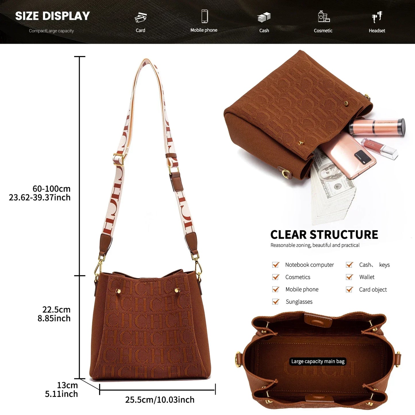 Classic Retro New Solid Color Letter Design Women's Shoulder Bag Fashion Party Multifunctional Occasion Handbag
