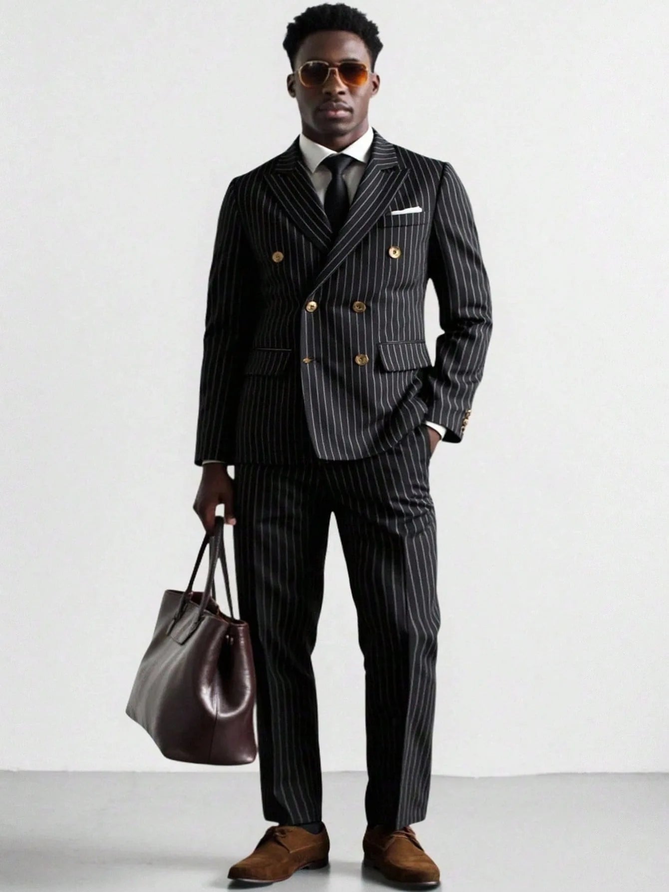 High-quality European and American Men's Clothing, Formal Suits with Stripes, Trousers for Business, Formal Dinners, Weddings