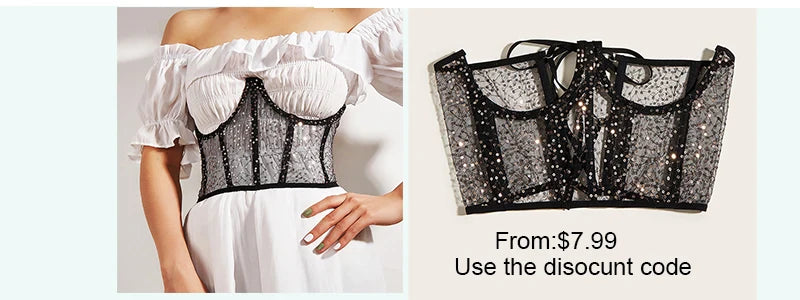 Pearl Chain Bustiers Tied Waspie Wide Belt Cinchers Underwire Lace-up Underbust Corset Bustier Corsets Tops Boned Corset