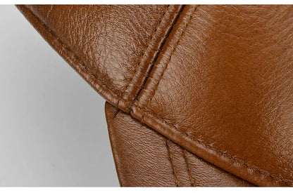 Adjustable Men's Genuine Cowhide Leather Baseball Cap for Fall Winter Outdoor Sports Hat Men Real Cowhide Leather Caps