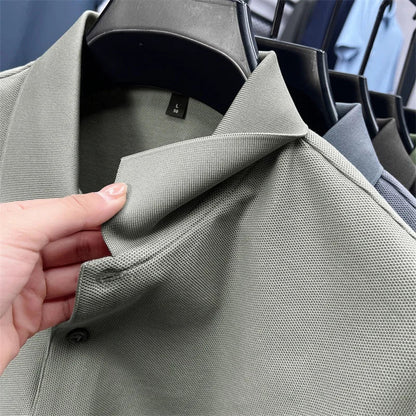 Men's Cotton100% High End Brand Lapel Polo Shirt Summer New Solid Color Print Short Sleeve T-Shirt Casual Breathe Men's Clothing