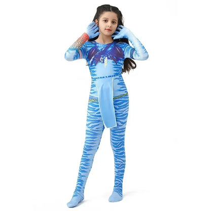 Avatar Costume for Kids Cosplay Alien Child Boy Girl Avatar The Way of Water Christmas Halloween Masquerade Party Dress Up