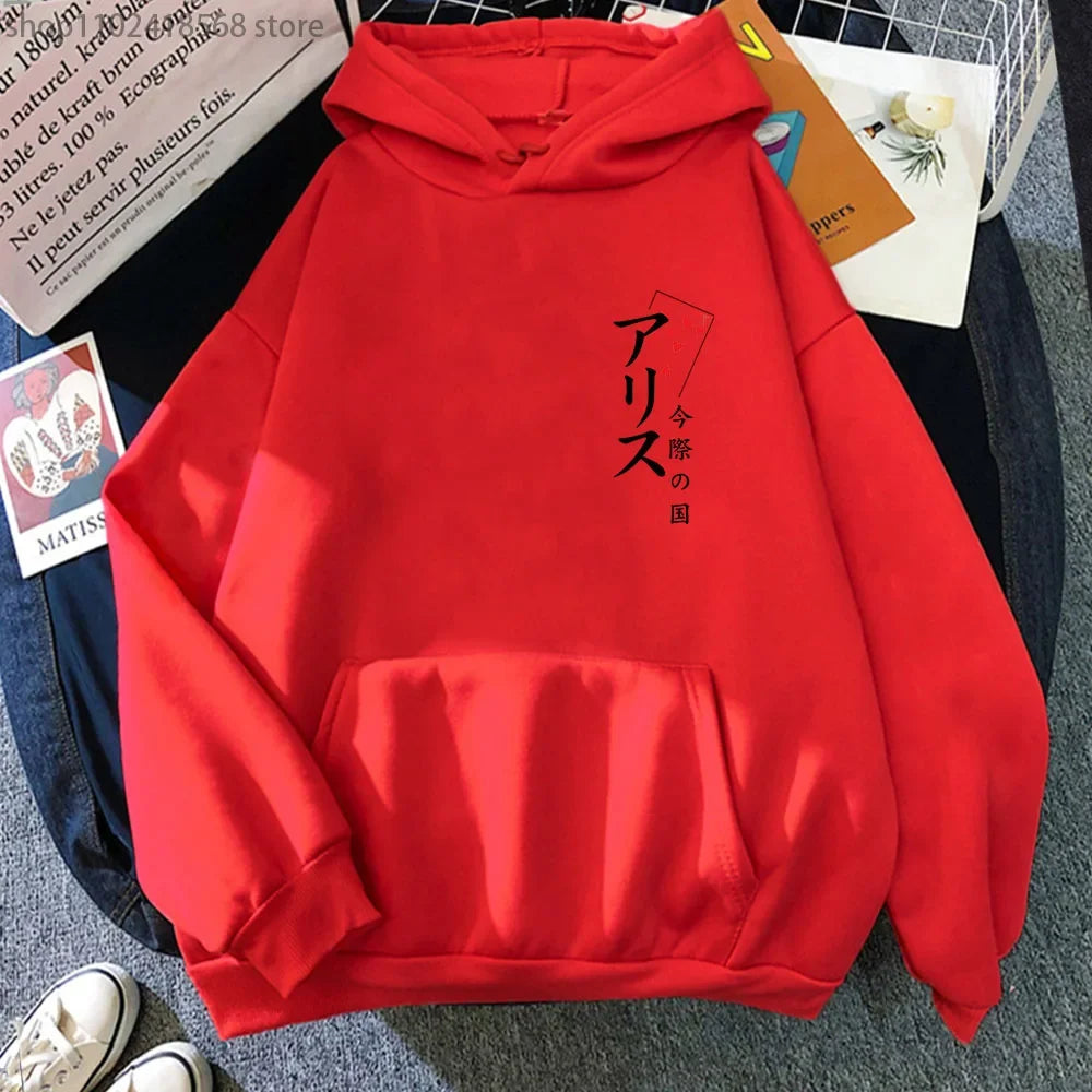 Arisu Seven of Heart Hoodie Anime Alice In Borderland Sweatshirt Spring/Autumn Winter Clothes Harajuku Pullover Men Graphic Tops