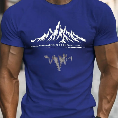 Summer New Men's Casual Short Sleeve 3D Mountain Graphic T Shirt for Men Outdoor Breathable Sports T-shirt Street Man Clothes