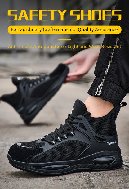 Men's protective shoes, breathable, lightweight, and safe shoes, anti-smashing and anti-puncture work shoes, steel-toe shoes