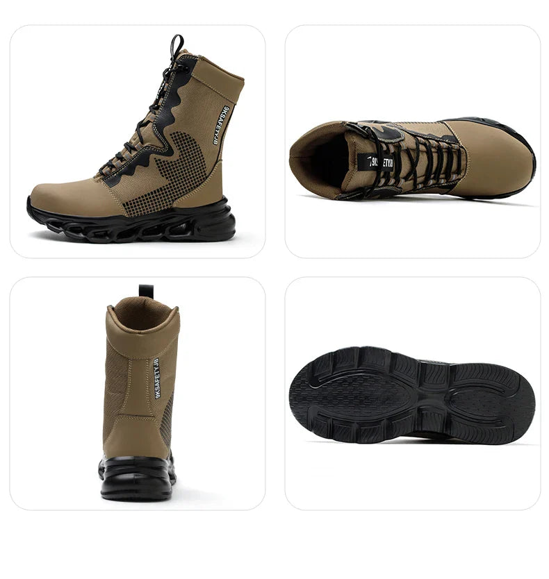 Safety Shoes Men Boots High Top Work Sneakers Steel Toe Anti-smash Puncture-Proof Work Boots Breathable Indestructible Shoes