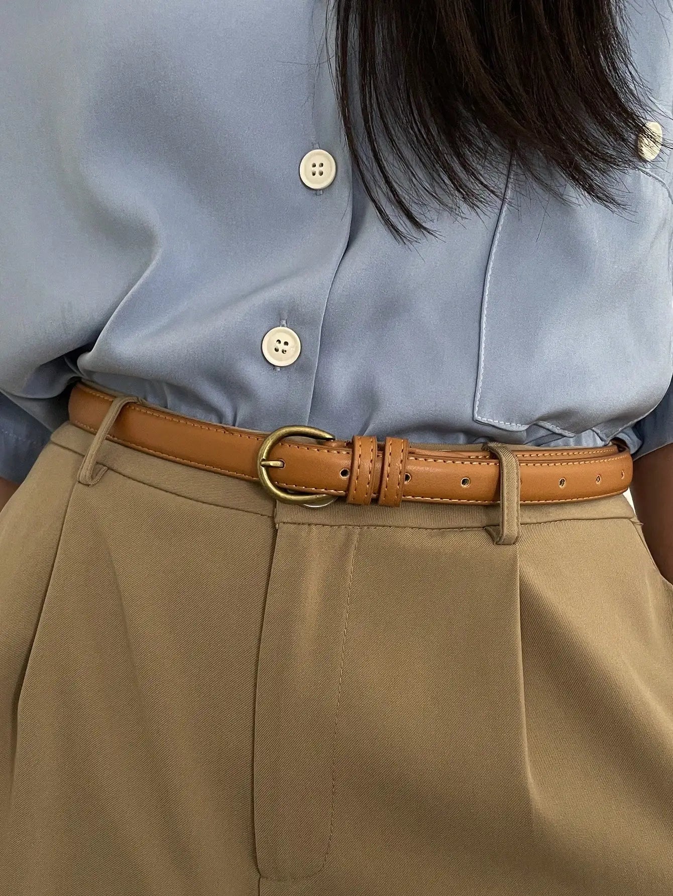 Small Leather Belt Ladies Jeans Belt Ladies 2024 New Belt Thin Retro Decorative Brown